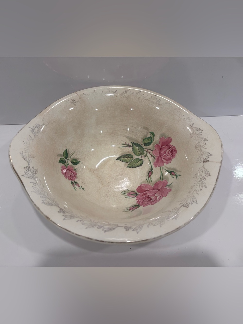 Vintage J & G Meakin SOL large bowl Dishes England 9” Pink Rose